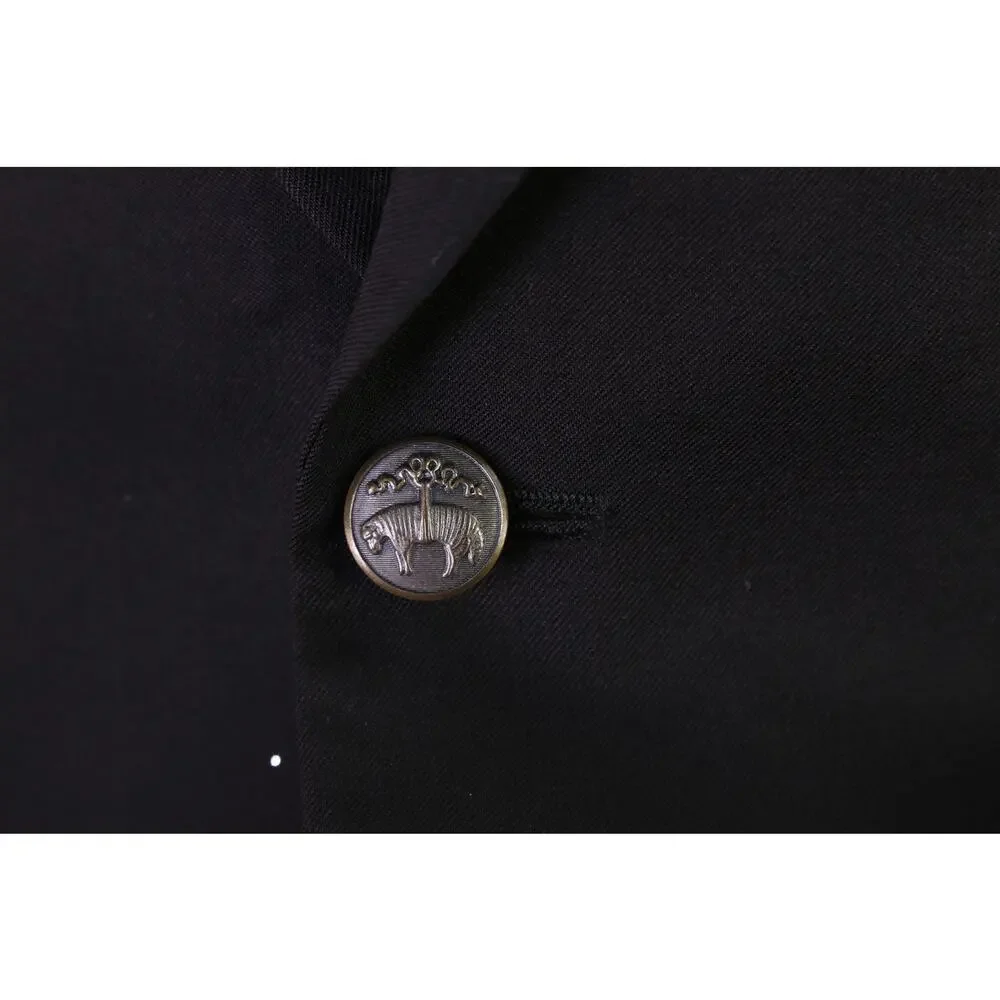 Brooks Brothers Black Metal Logo Buttons 2-Btn Wool Blazer Jacket 42S